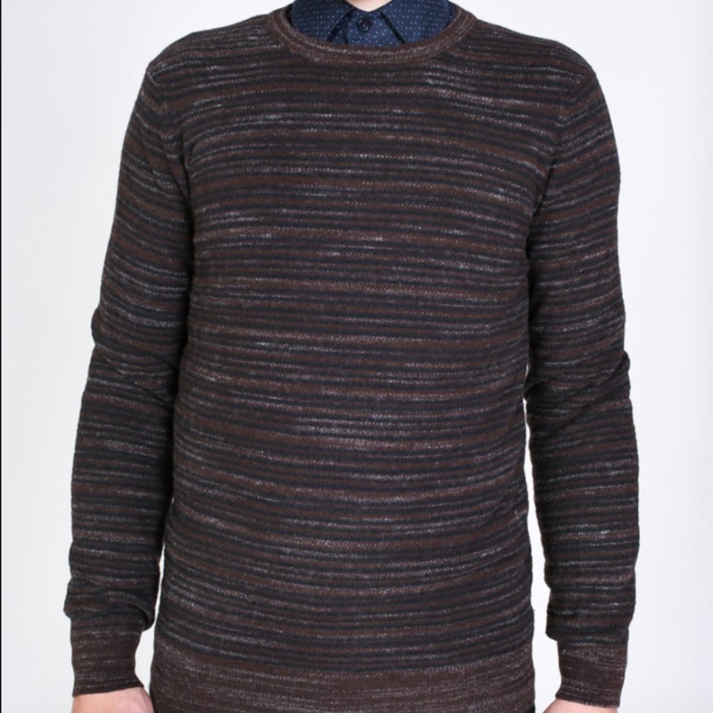 SOLD - Billy Reid Blurred Striped Wool Crew Sweater XL - Picture 1 of 10